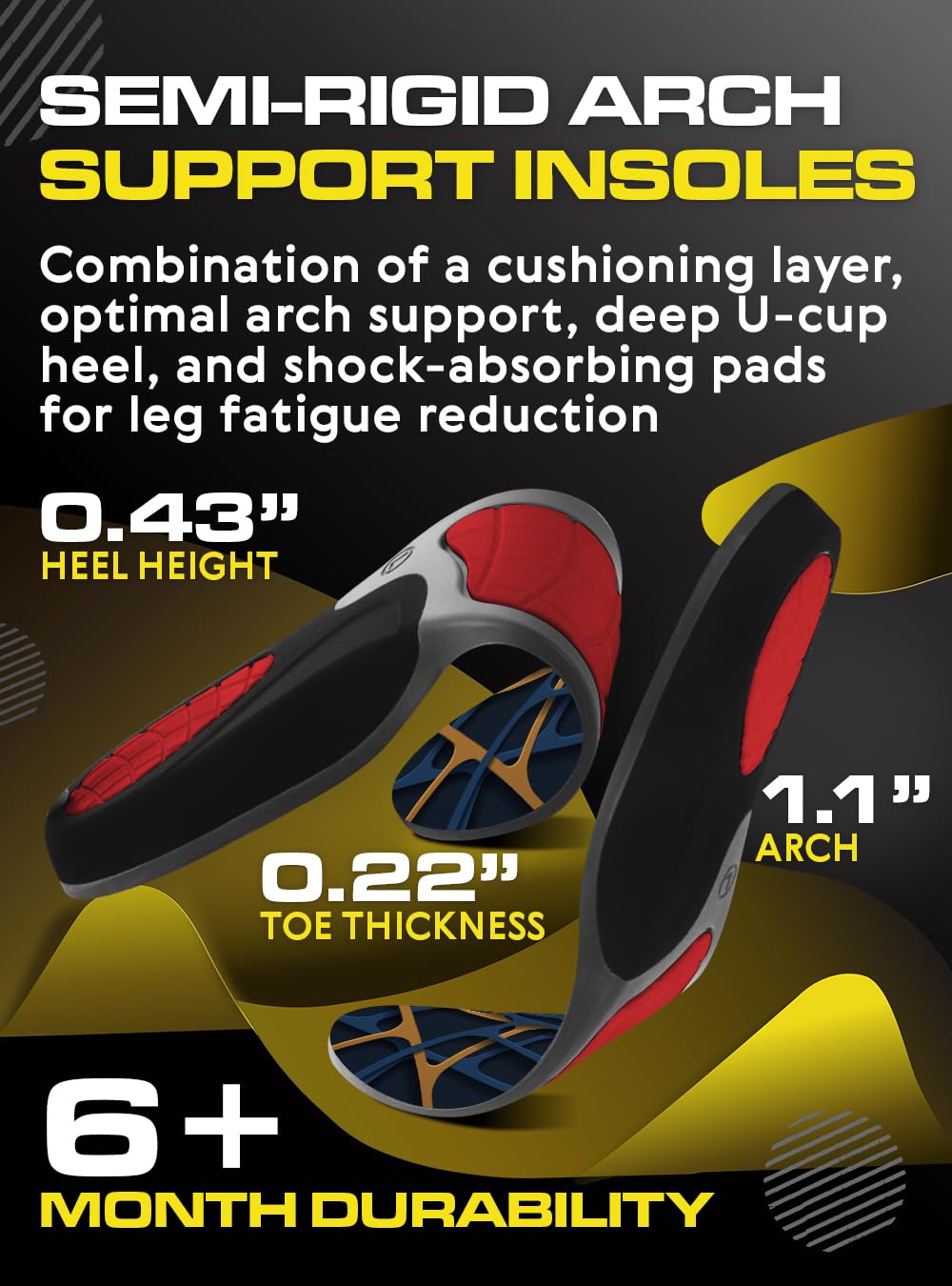 (New) Work Orthotic Insoles - Anti Fatigue Medium Arch Support Shoe Insert Men Women - Plantar Fasciitis Flat Feet - Relieve Foot Pain - Work Boot Insoles Standing All Day (XL, Blue Lines)