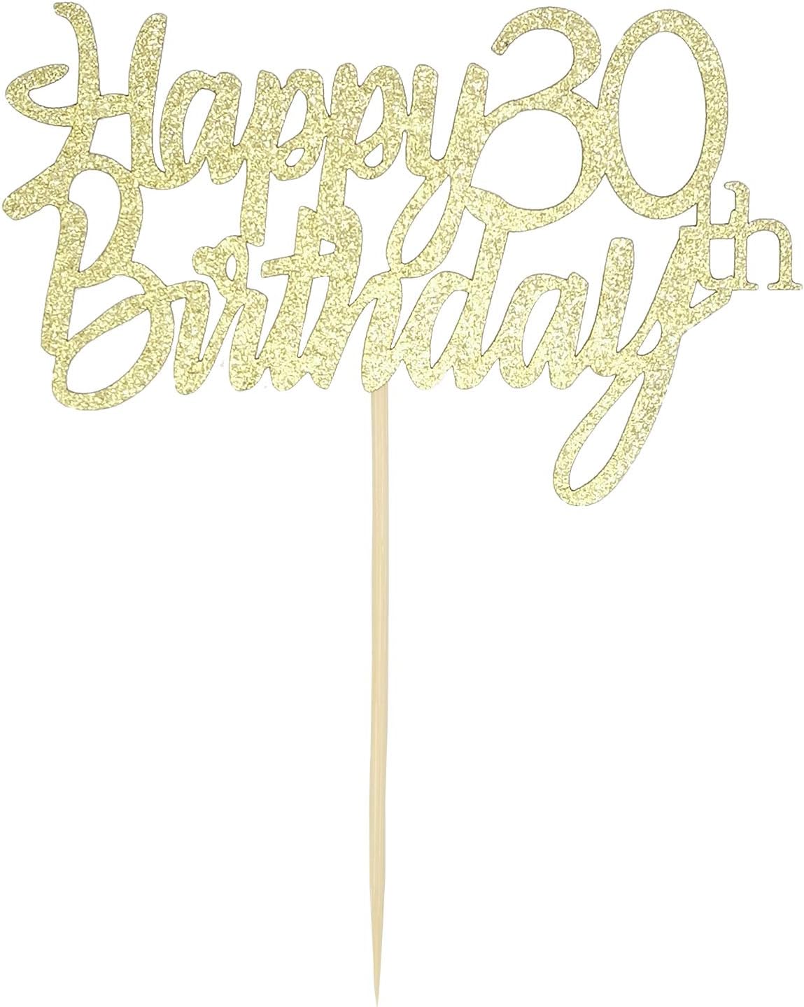 Sumerk Gold Glitter Happy 30th Birthday Cake Topper 30th Cake Topper for Birthday Anniversary Party Decorations - Pack of 1 - Image 3