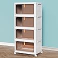 CTSNSLH 4 Tier Plastic Storage Bins with Lid 23QT - Stackable Storage Bins with Wheels, Organizers and Storage, Plastic Stora