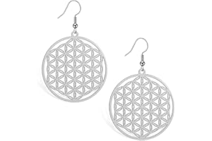 Amaxer Flower of Life Dangle Drop Earrings for Women Seed of Life Hollowed Out Pendant Charm Jewelry