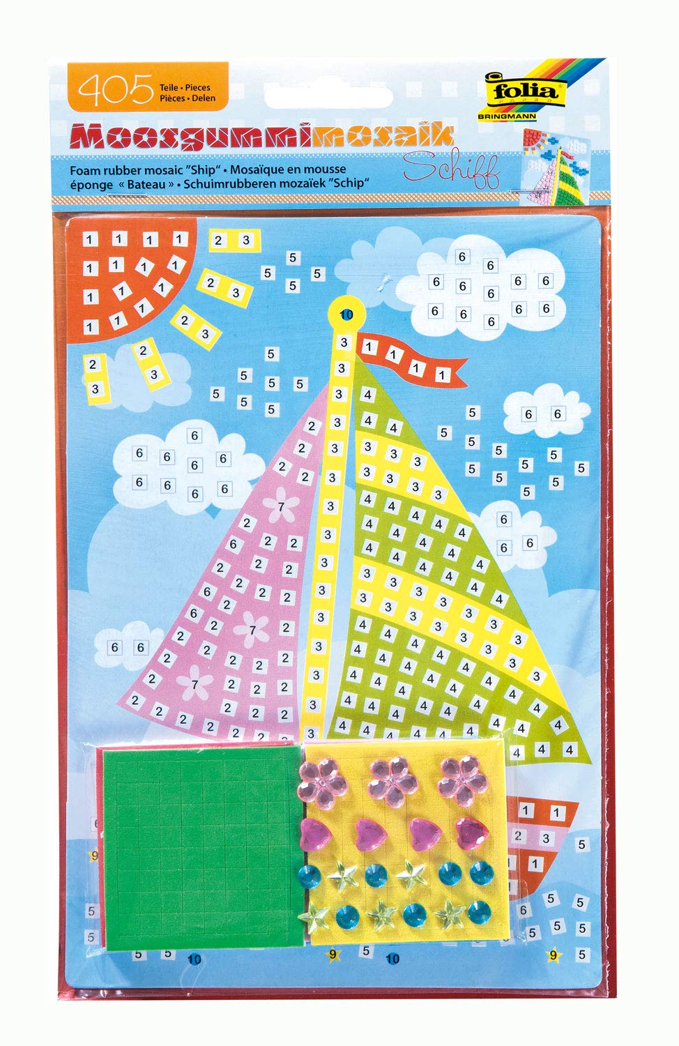 Folia 23806 – Foam Rubber Mosaic Picture Schiff, 405 Teile
