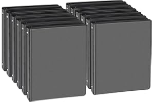 CIXILDTS 0.5-inch Round Ring Binder, Durable 1/2'' 3 Ring Binder Fit Letter Size Paper, Presentation View Binders, Black,12-Pack