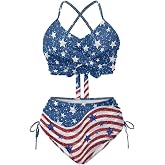 Hresuewn Womens High Waisted Bikini Sets Crisscross Back 2 Piece Swimsuit Tummy Control Swim Suit