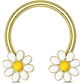 Melighting Septum Rings 16G Flower Septum Jewelry Surgical Steel 316L Daith Earrings Conch Piercing Jewelry Helix Earrings Tragus Jewelry for Women