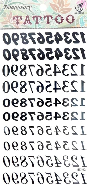 Amazon.com: numbers temporary tattoo Body Art: Clothing