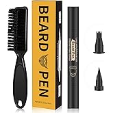 Beard Pencil Filler for man Water Proof Beard pen and beard brush Long Lasting Coverage Natural Finish, Male Mustache Repair Shape, Effective Enhance Facial Hair （BLACK）