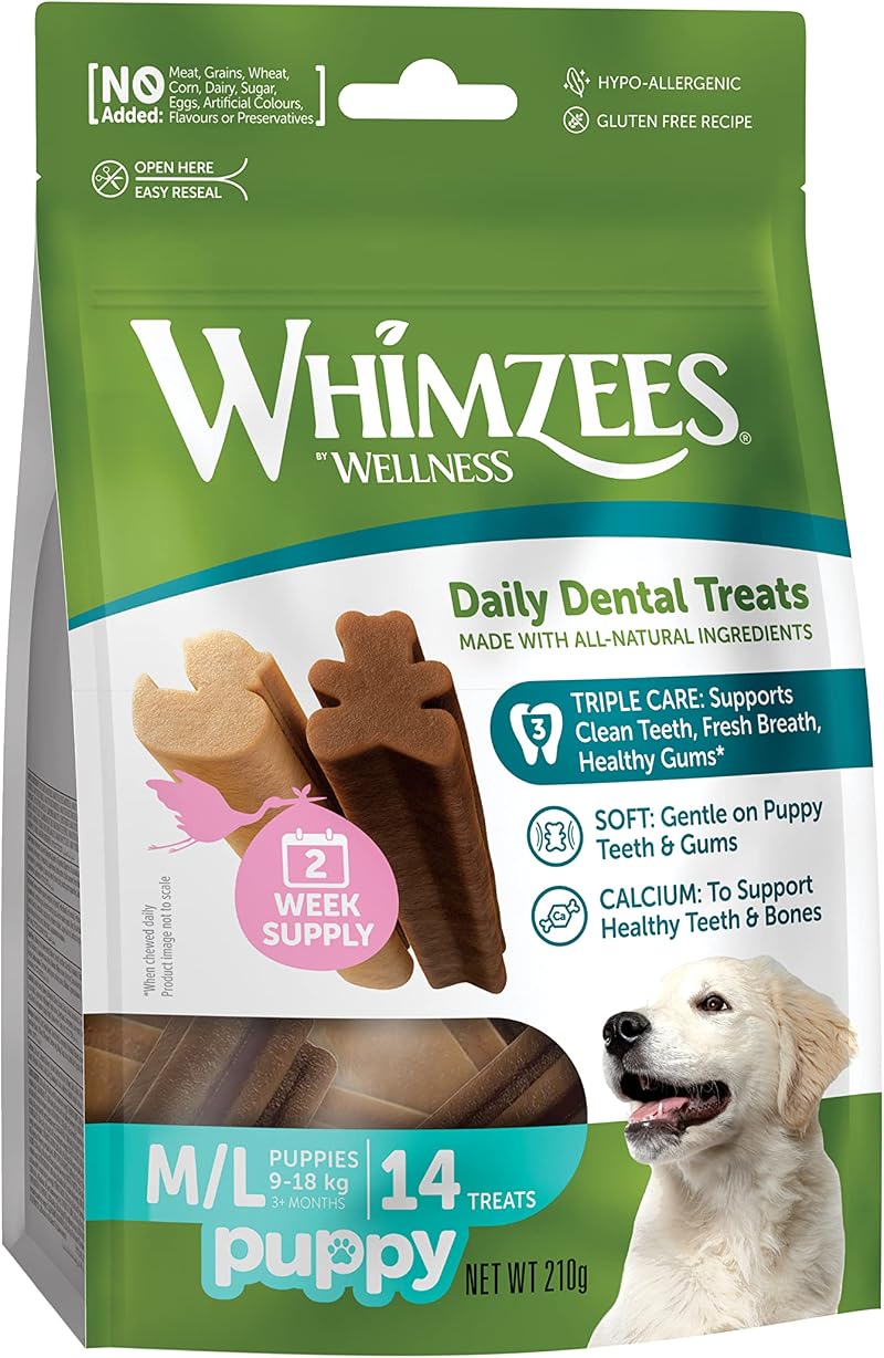 Whimzees Puppy Stix M/L 14 pcs Dog Dental Sticks Grain Free Natural