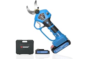 KOMOK Cordless Electric Pruner 35mm, with LED Display & Hand Guard/ 2 Rechargeable Batteries 2000mAh 21V/ Brushless Motor 600W/ 6-8 Working Hours