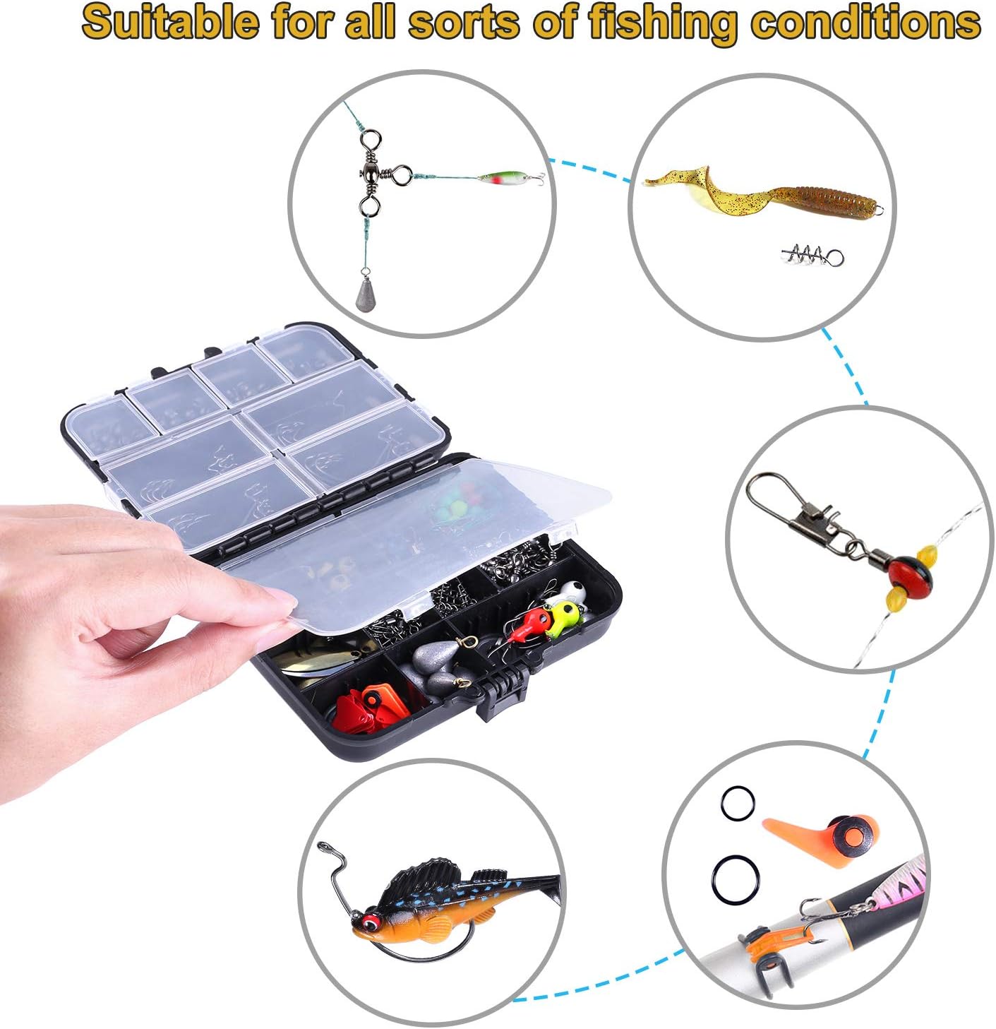 TOPFORT 187pcs Fishing Accessories Kit, Including Jig Hooks, Bullet Bass Casting Sinker Weights, Different Fishing Swivels Snaps, Sinker Slides, Fishing Line Beads, Fishing Set with Tackle Box… : Sports & Outdoors