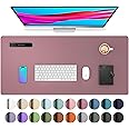 Aothia Leather Desk Pad Protector, Mouse Pad, Office Desk Mat, Non-Slip PU Leather Desk Blotter, Laptop Desk Pad, Waterproof Desk Writing Pad for Office and Home (Dark Pink, 23.6" x 13.7")