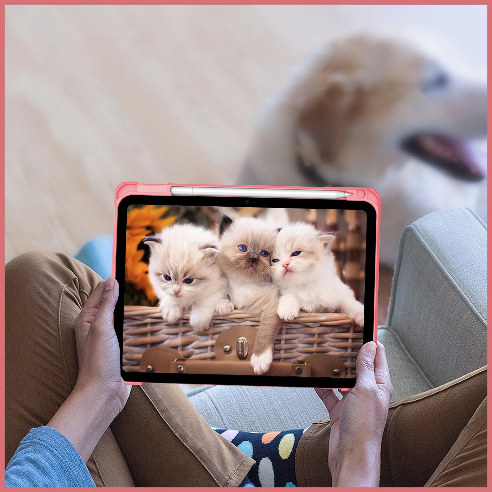 Fintie Hybrid Slim Case for iPad (A16) 11th Generation 11 Inch (2025), iPad 10th Generation 10.9 Inch (2022) - Shockproof Cover with Clear Transparent Back Shell & Pencil Holder, Pink