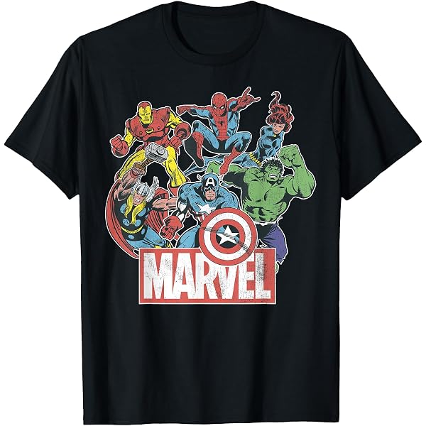 T-Shirt Marvel Avengers - Logo Pop Art - Produit Officiel - Homme, Femme, Enfant - Coupe Classique
