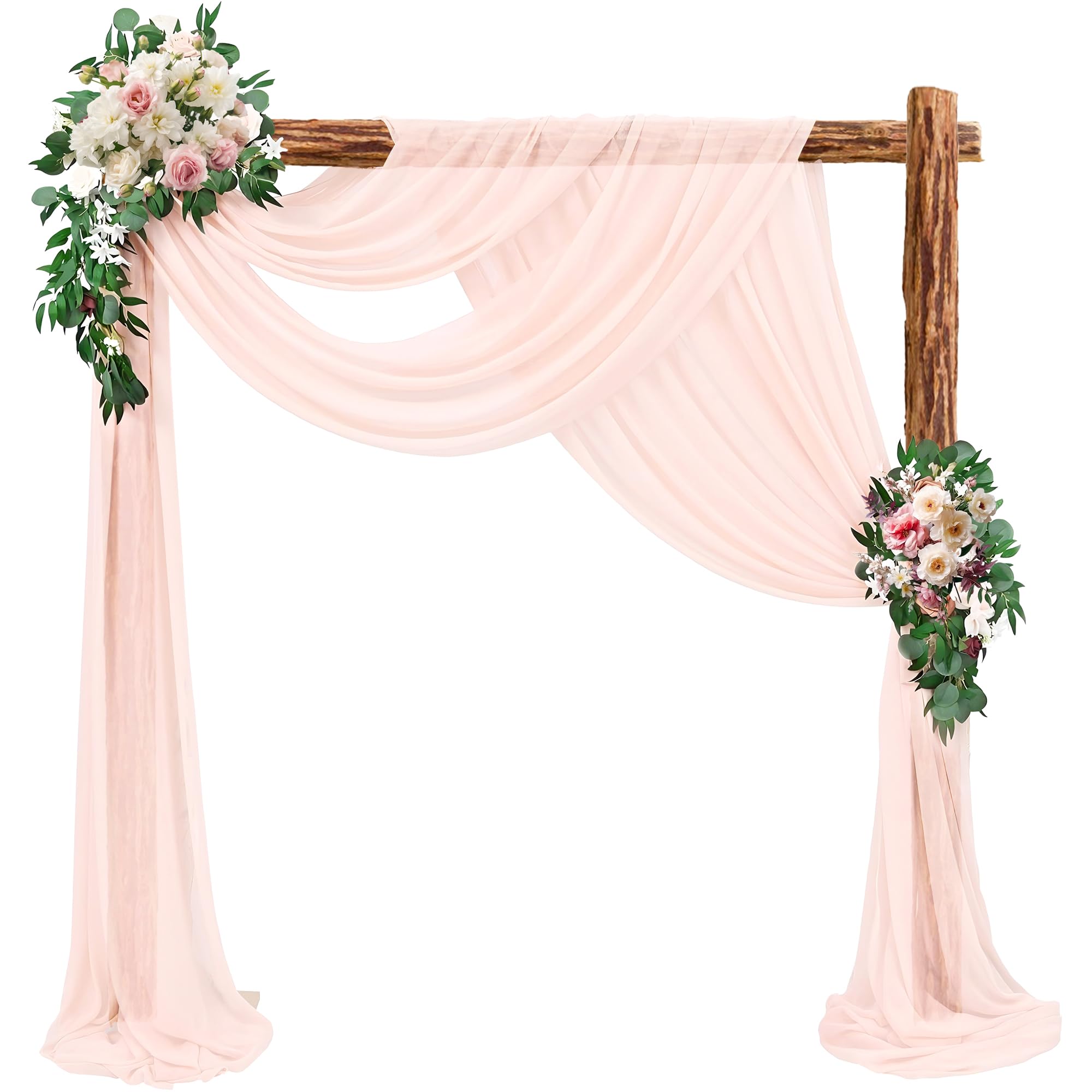 MEKOTRIN Wedding Arch Draping Fabric, 2 Panels 28" x 20ft Rose Chiffon Fabric Drape Backdrop Drapery Sheer Curtains for Arbor Wedding Banquet Party Archway Ceremony Ceiling Decorations