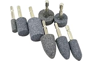 LUO KE 𝐋𝐮𝐨 𝐤𝐞 8 Pcs Rotary Grinding Stone - 1/4'' Hex Shank Assorted Shape Abrasive Stone Mounted Grinding Point Aluminum Oxide Sharpening Bits for Rotary Tool Drill