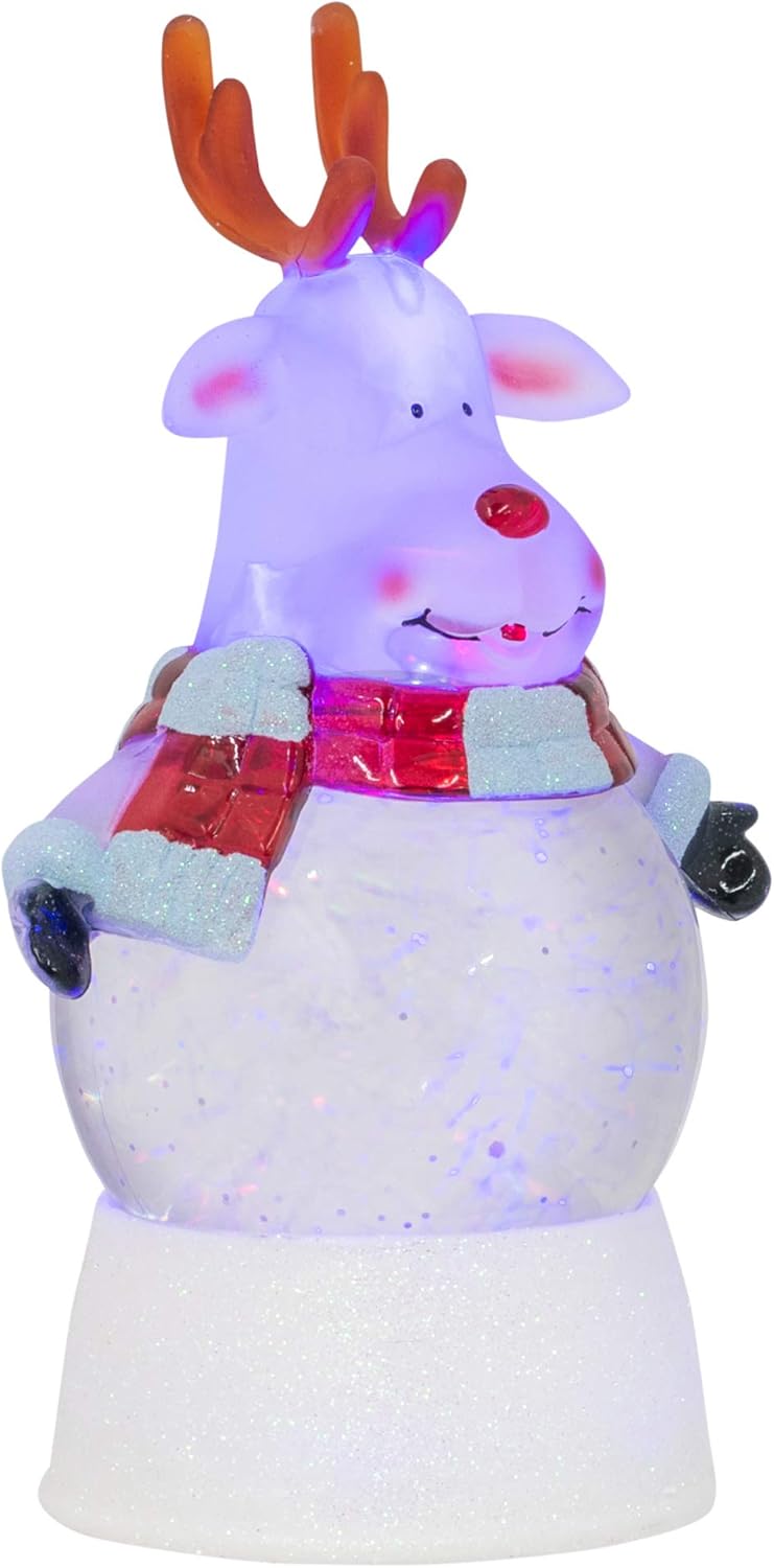 Snow Globes - Christmas Reindeer Figurine 100MM Glitter Water Globe Decoration