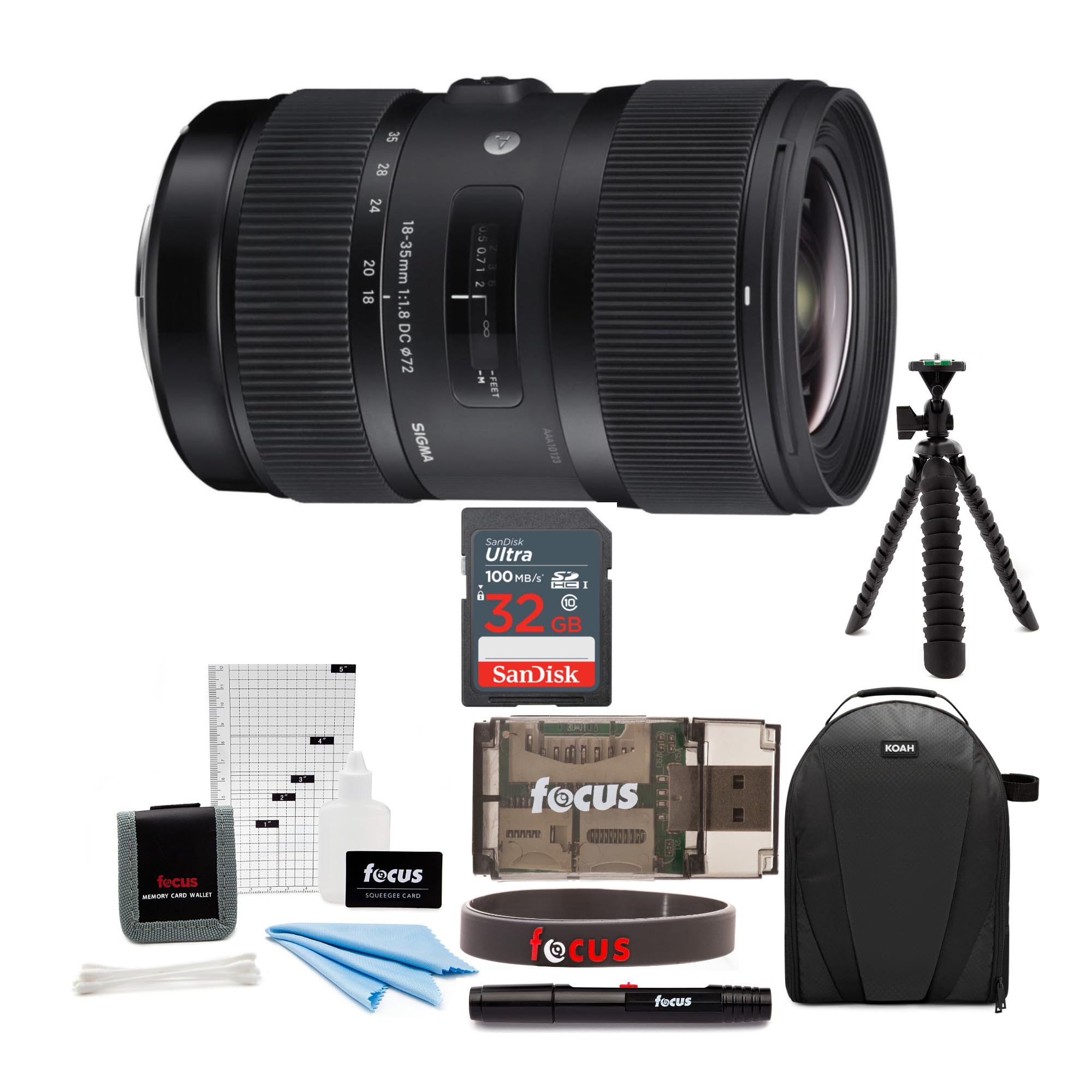 Sigma 0.709-1.378 in F1.8 Art DC HSM lente para cámara Canon DSLR con bolsa para cámara, tarjeta de memoria Ultra de 32 GB, trípode, lector de tarjetas, banda para lentes y kit de accesorios (8 artículos)