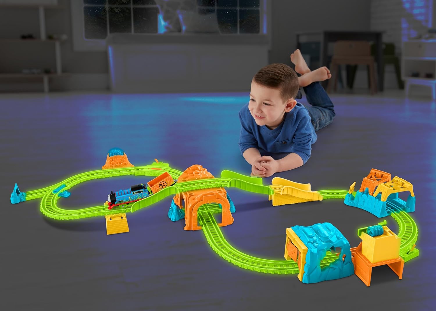 thomas train set glow in the dark