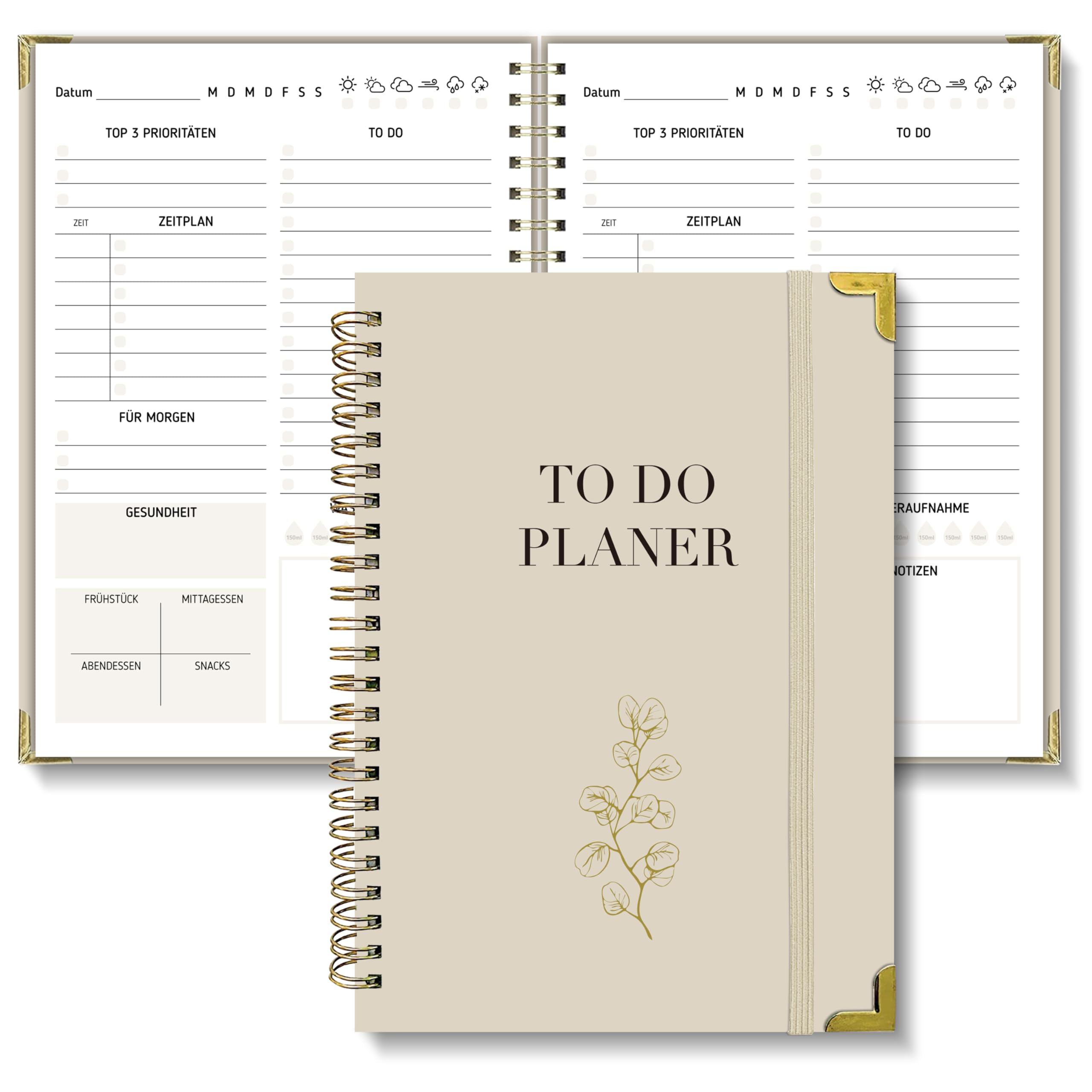BIROYAL Daily Planner Undated A5 | 120-Day To Do Planner for Tasks & Notes | To Do List Pad | Daily & Weekly Planner Spiral Pad Hard Cover - Perfect for Office, School & Organiser | Apricot — image 1