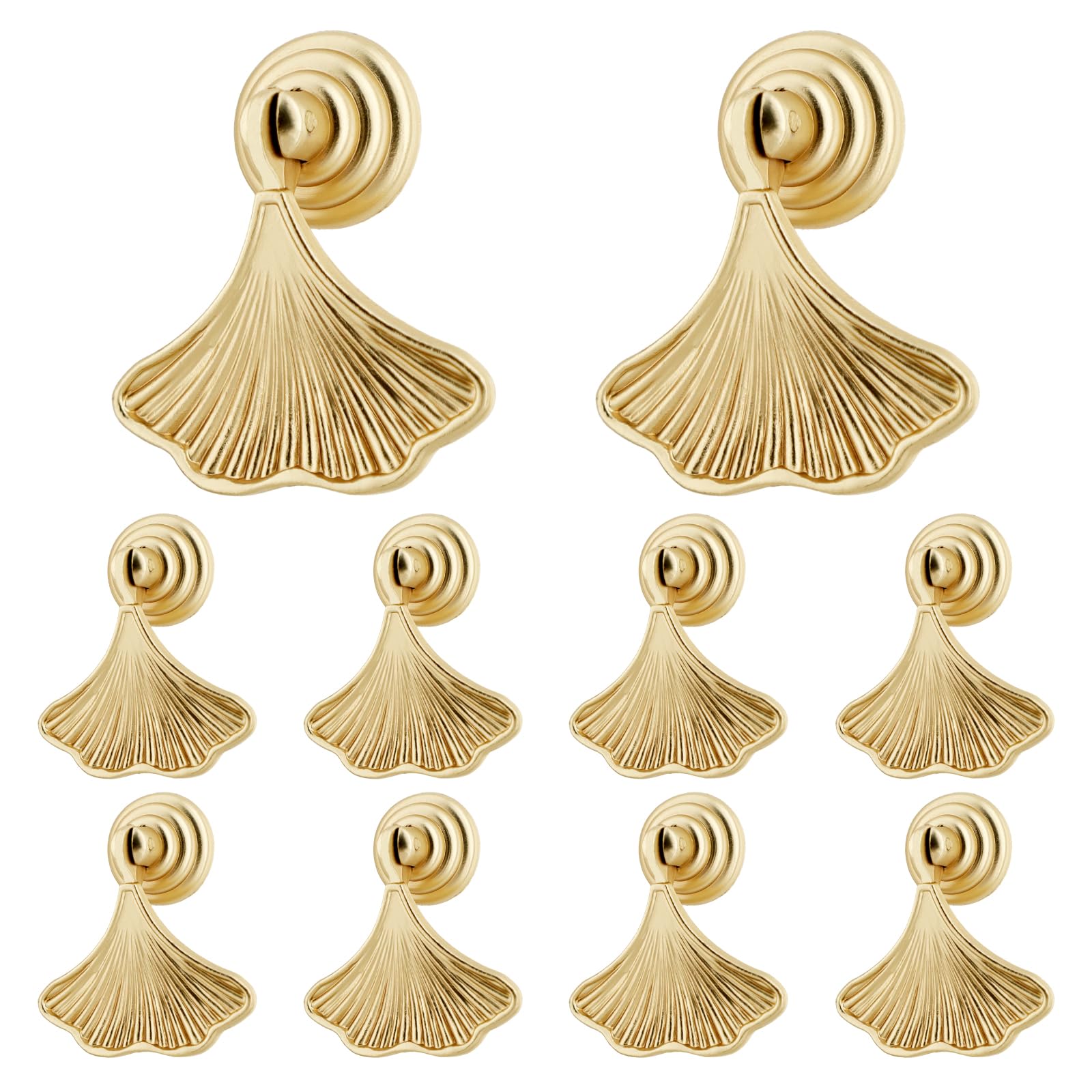 MAIJIAJU 10Pcs Ginkgo Leaf Antique Cabinet Knobs with Screws, Vintage Gold Drawer Door Knobs Pulls Handles Decorative Single Hole Cupboard Handles for Kitchen Wardrobe Dresser Furniture Hardware