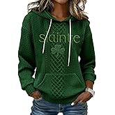 GQN St. Patrick's Day Hoodie for Women, 3D Print Shamrock & Celtic Knot Pattern Pullover Sweatshirt Multiple Styles