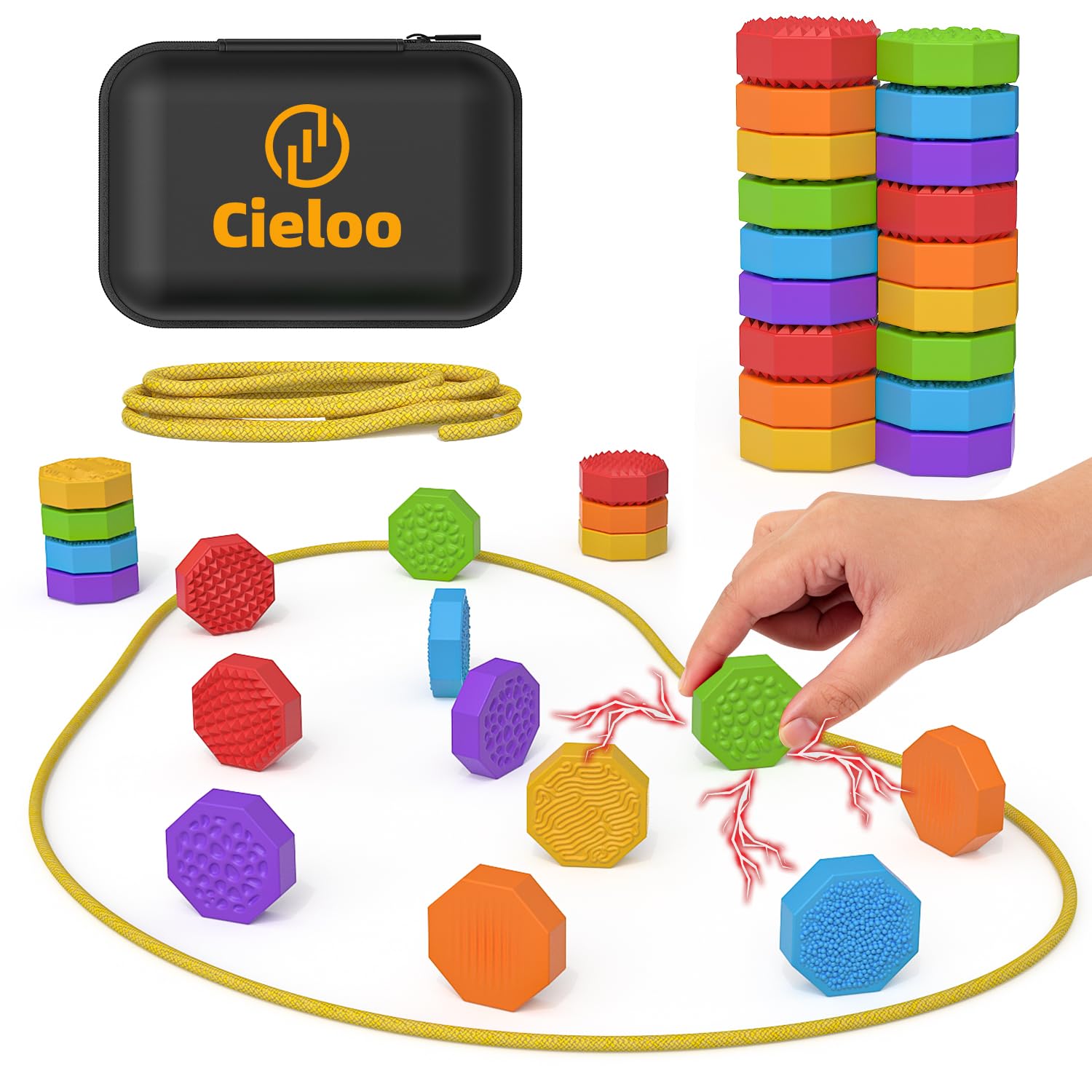 Cieloo Magnetic Chess Game, Magnet Chess with Multicolored Sensory Silicone Stones, Magnetic Strategy Table Games for Kids and Adults, Family Travel Camping Party Game.(Multicolored)