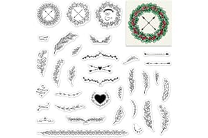 Estivaux Spring Floral Leaves Wreath Clear Stamps for Card Making and Journaling, Flowers Leaves Rubber Stamps Branches Vines Heart Stamps for Scrapbooking DIY Cards Album Crafts Supplies