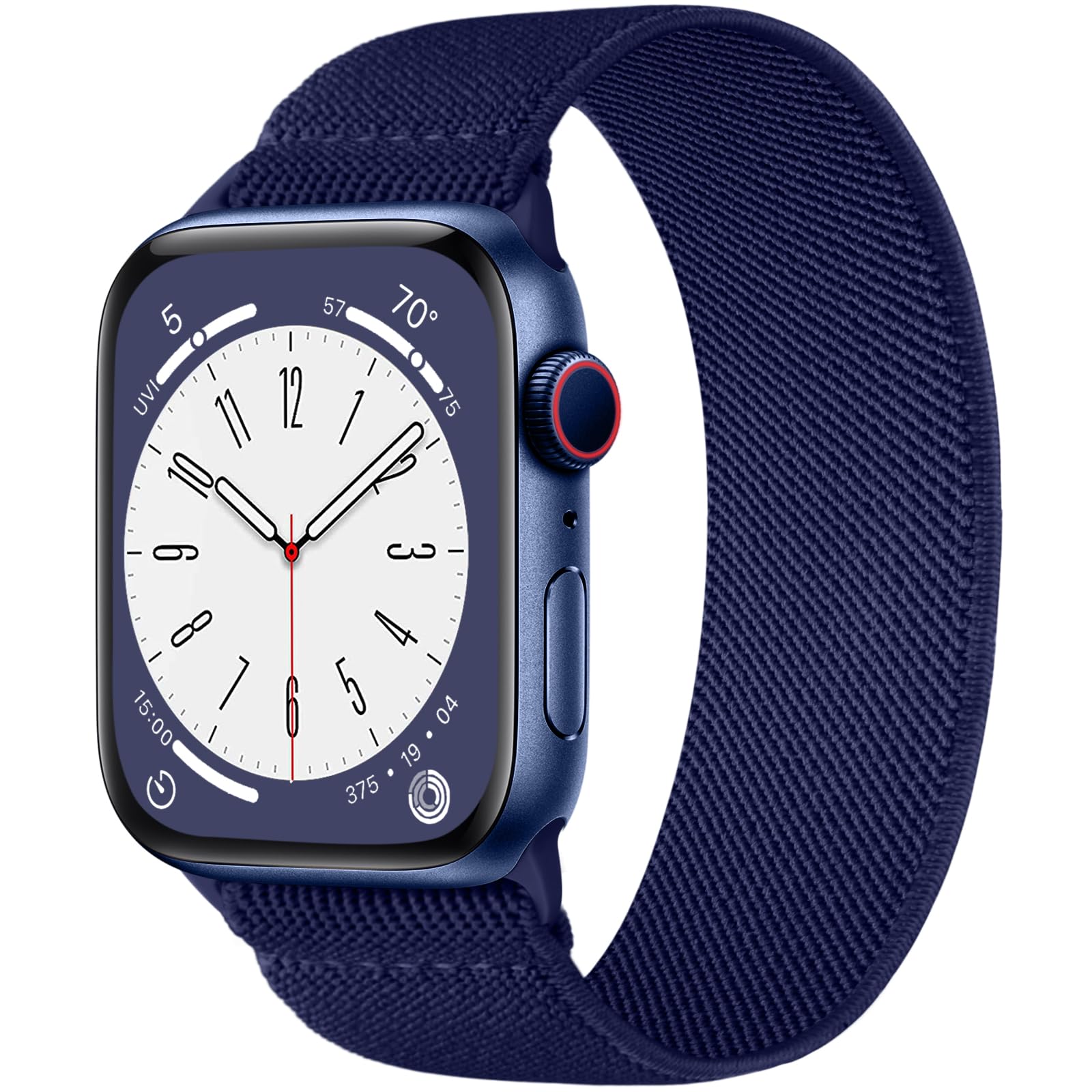 Stretchy Solo Loop Bands Compatible with Apple Watch Band 38mm 40mm 41mm 42mm for Women Men, Soft Nylon Elastic Sport Replacement Strap for iWatch Series 11 10 9 8 7 6 5 4 3 2 1 SE 3/2/1, Navy L