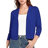 Urban CoCo Women's 3/4 Sleeve Short Cropped Cardigan Sweaters Lightweight Shrug Sweater Jacket for Dresses