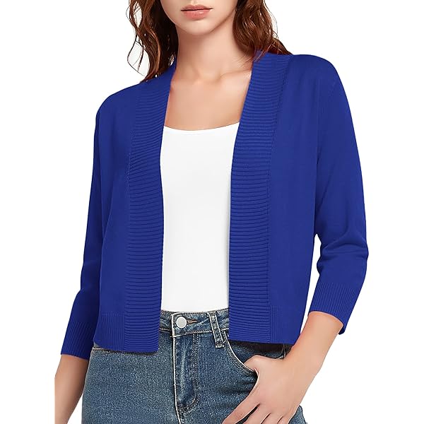 Cardigan For Women Urban CoCo Women's 3/4 Sleeve Cropped Cardigan