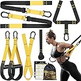 Home Suspension Training Kit for All Levels, Suspension Trainer Straps with Handles for Full Body Workouts at Home, Includes 