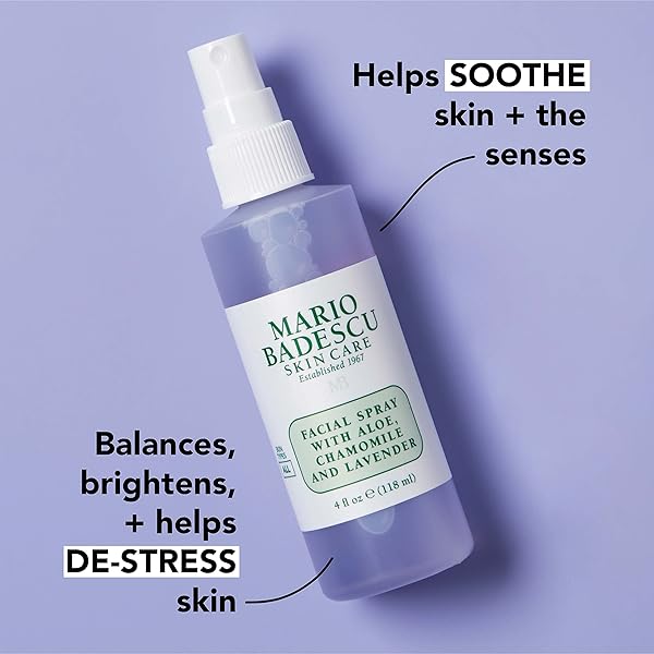 MARIO BADESCU FACIAL SPRAY WITH ALOE, CHAMOMILE AND LAVENDER FOR ALL SKIN TYPES | FACE MIST THAT HYDRATES AND RESTORES BALANCE & BRIGHTNESS | 4 FL OZ
