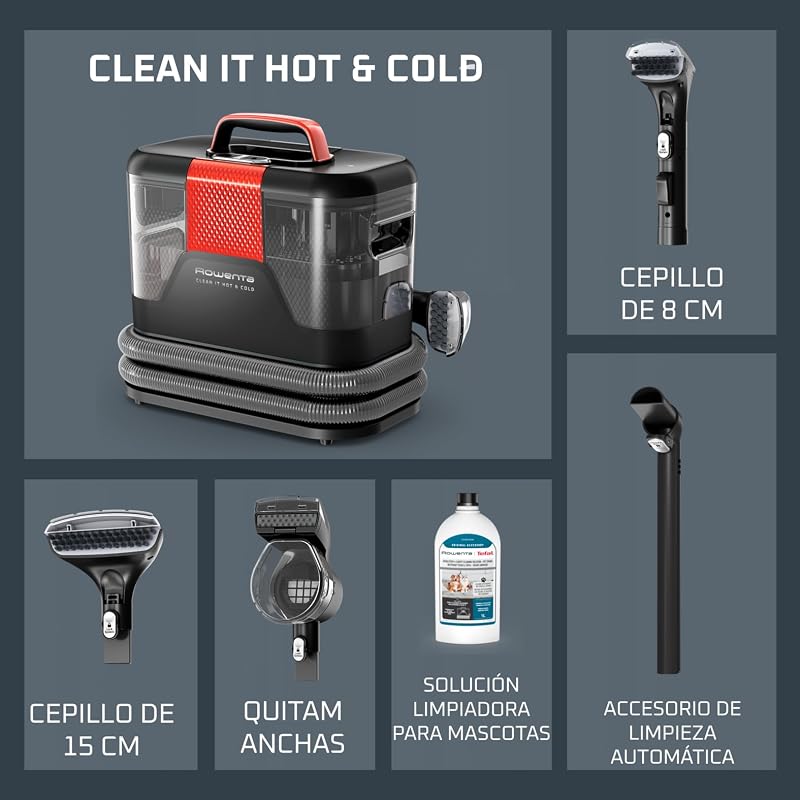 Clean It Hot & Cold, Aspiradora tapicerías 1150W, 5 Acc, Negro