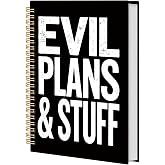 BNHJKFQZ Funny Office Spiral Journal Notebook for Women Men Coworkers, Sarcastic Office Gifts Hardcover Notebook for Work Note Taking, Evil Plans and Stuff Snarky Journals for Writing