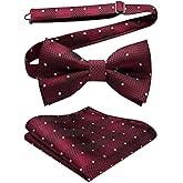 HISDERN Bow Ties for Men Pre-Tie Bow Tie and Pocket Square Set Bowtie Formal Tuxedo Wedding Bowties Handkerchief Set