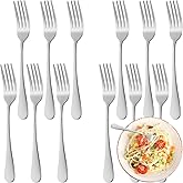 12 Piece Dinner Forks Set, Food-Grade Stainless Steel Forks Silverware, Cutlery Fork, Salad Fork, Metal Forks for Home, Kitchen or Restaurant, Mirror Polished, Dishwasher Safe - 7.3 Inch