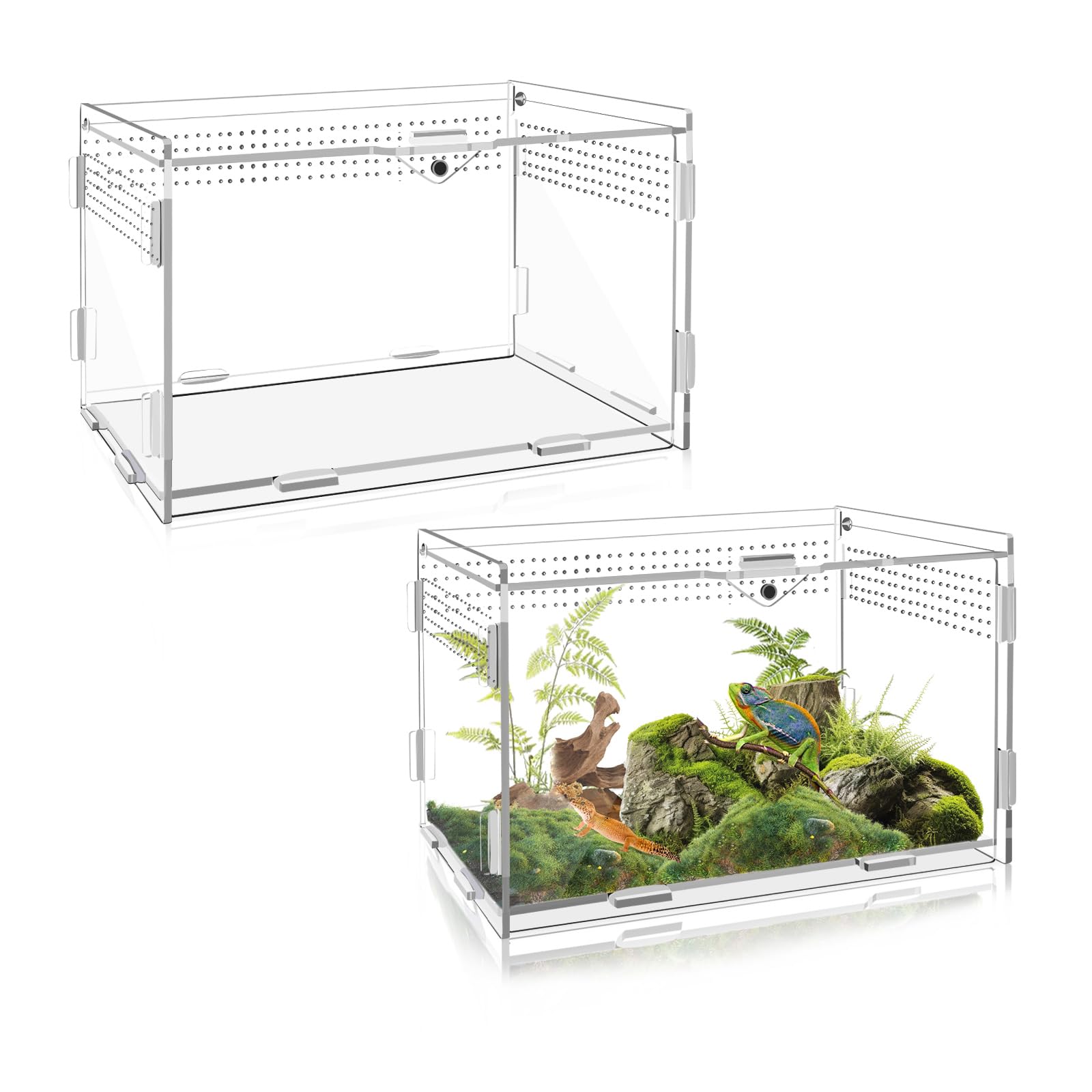 2 Sets Mini Spider Enclosure 7.9’’x4.8’’x4.8’’, Acrylic Clear Reptile Tank Accessories, Jumping Spider Enclosure - Acrylic Terrarium for Tarantulas, Reptiles (transparent, 7.8x4.9x4.9in)
