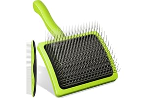 Pecute Slicker Brush for Dogs & Pet Comb, Professional Grooming Dog Brush for Goldendoodles, Poodles, Labradoodles, with Extra Long Soft Pins to Effectively Remove Tangles, Knots and Mats, 2PCS