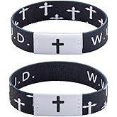 ZKJTEARY 2PCs WWJD Daily Bible Verse Bracelets Christian Cross Bracelet for Women Men Christian Scripture Bracelet Jewelry for Women Men What Would Jesus Do Bracelets Christmas Gifts for Women