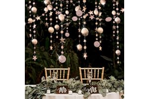 Decor365 Twinkle Star Garlands Champagne Gold Party Decorations Stars Banner Ceiling Hanging Decor Streamer Backdrop for Birthday Bachelorette Christmas New Year Eve Starry Night Theme Party Decor