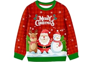Lattlefnki Christmas Sweatshirt Kids for Boys/Girls Ugly Xmas Long Sleeve Crewneck Pullover Tops Halloween Sweatshirt 3-8Y