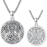 Hagkew Patron Saint Necklace 925 Sterling Silver Amulet Medal Protection Pendant Religion Jewelry for Men Women With Stainless Steel Chain and Gifts Box