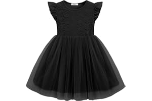 Arshiner Toddler Lace Tutu Dresses Ruffle Sleeve 3 Layers Tulle Flower Wedding Birthday Summer Little Girls Dress