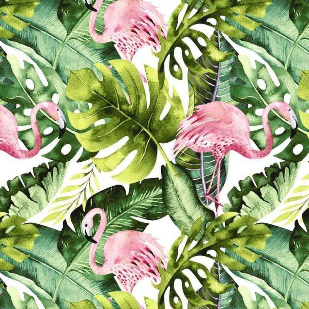 100 x 160 cm Flamingo 100% Cotton Fabric Children, Sold by the Metre, Craft, Sewing Fabric (Flamingo Pink Leaf, 100 x 160 cm)