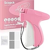 Stitch Gun for Clothes - Handheld Stitch Gun Quick Clothing Fixer - Tagging Gun - Includes 6 Needle, 1000 Black Fasteners & 1000 White Fasteners (Pink/Orange)
