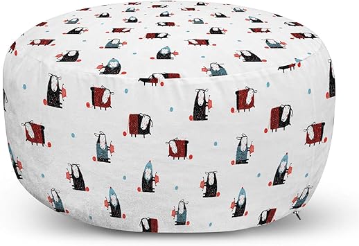 Amazoncom Ambesonne Sheep Ottoman Pouf Simplistic Furry Animal Cartoon Ball Of Wool On Plain Background Decorative Soft Foot Rest With Removable Cover Living Room And Bedroom Burgundy Blue Grey Furniture Decor