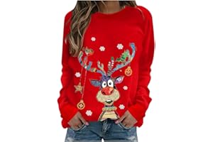 YAHOLOFT Christmas Shirts for Women Womens Long Sleeve Tops Casual Blouses Classic Graphic Tees Y2K Fashion Ladies Clothes