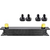 EVIL ENERGY 7 Row Oil Cooler, 10AN Engine Oil Cooler Universal | Stacked-Plate Aluminum Oil Cooler, Includes 6AN &amp; 8AN Adapters, Fits 330mm/13in Brackets, Verify Installation Clearance First