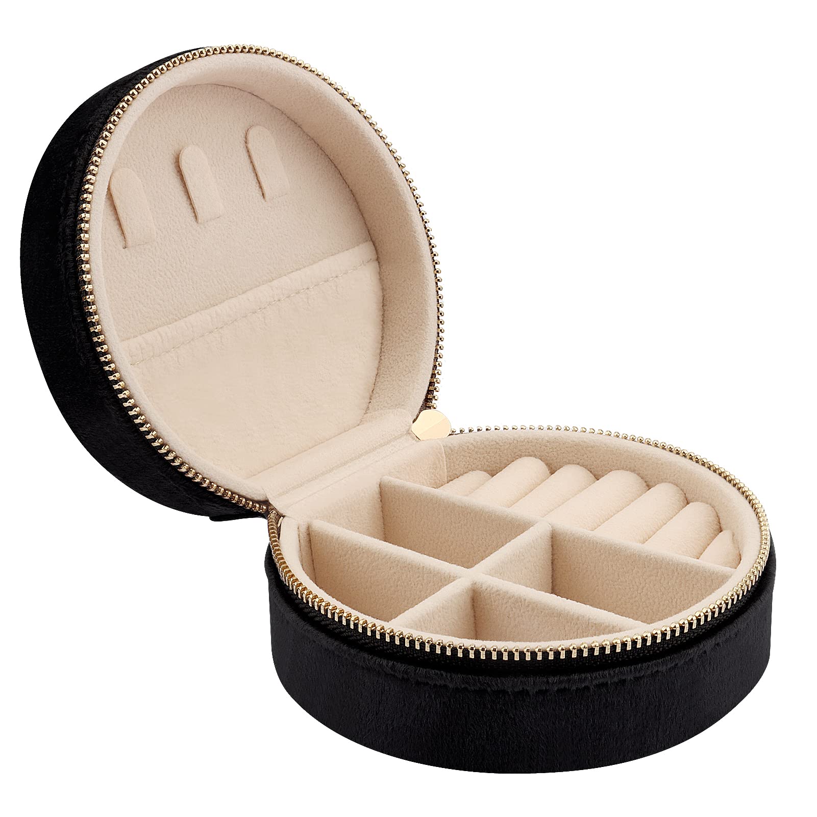 Casiwaft Mini Velvet Travel Jewelry Case, Travel Jewellery Box Organiser, Small Jewelry Organiser Storage for Rings Earrings Necklace Bracelets, Black