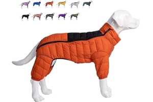 Lovelonglong Dog Coat Dog Warm Jacket, 4 Legs Covered Waterproof Windproof Reflective Warm Dog Vest, Zippered Adjustable Outdoor Dog Snow Jacket for Small Medium Large Dogs Orange L