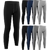 Hicarer 8 Pack Men's Long Underwear Thermal Johns Pants for Men Heated Soft Leggings Base Layer for Cold Weather